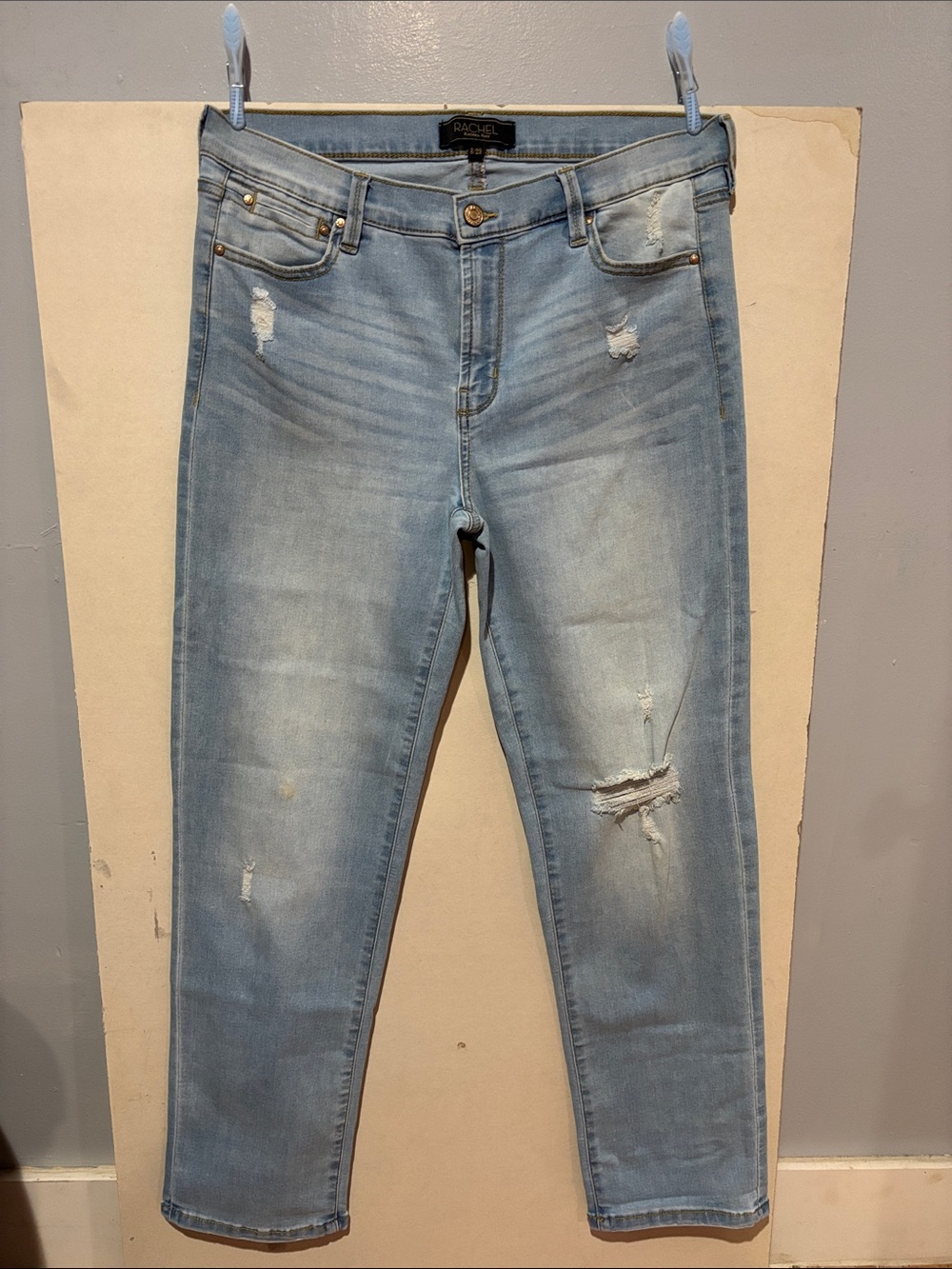Rachel Light Blue Distressed Ankle Crop Jeans
